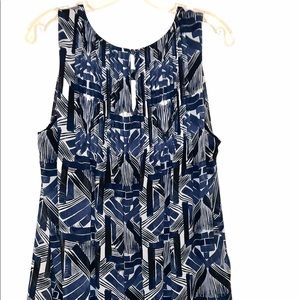 Alfani Navy, Blue and White Sleeveless Blouse 1X